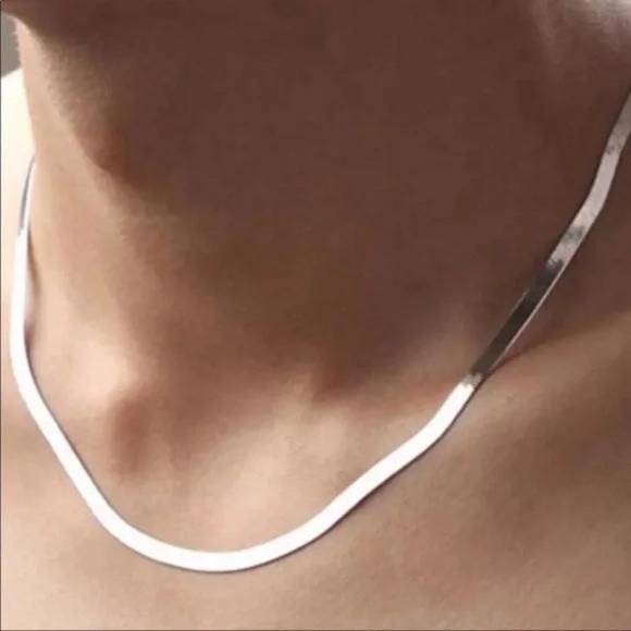 Jewelry - NEW 925 STERLING SILVER SNAKE FLATE NECKLACE, NICE NECKLACE, CUTE NECKLACE